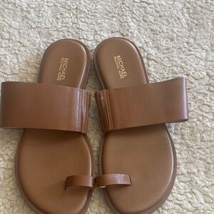 Michael Kors Tan Leather Slide Sandals